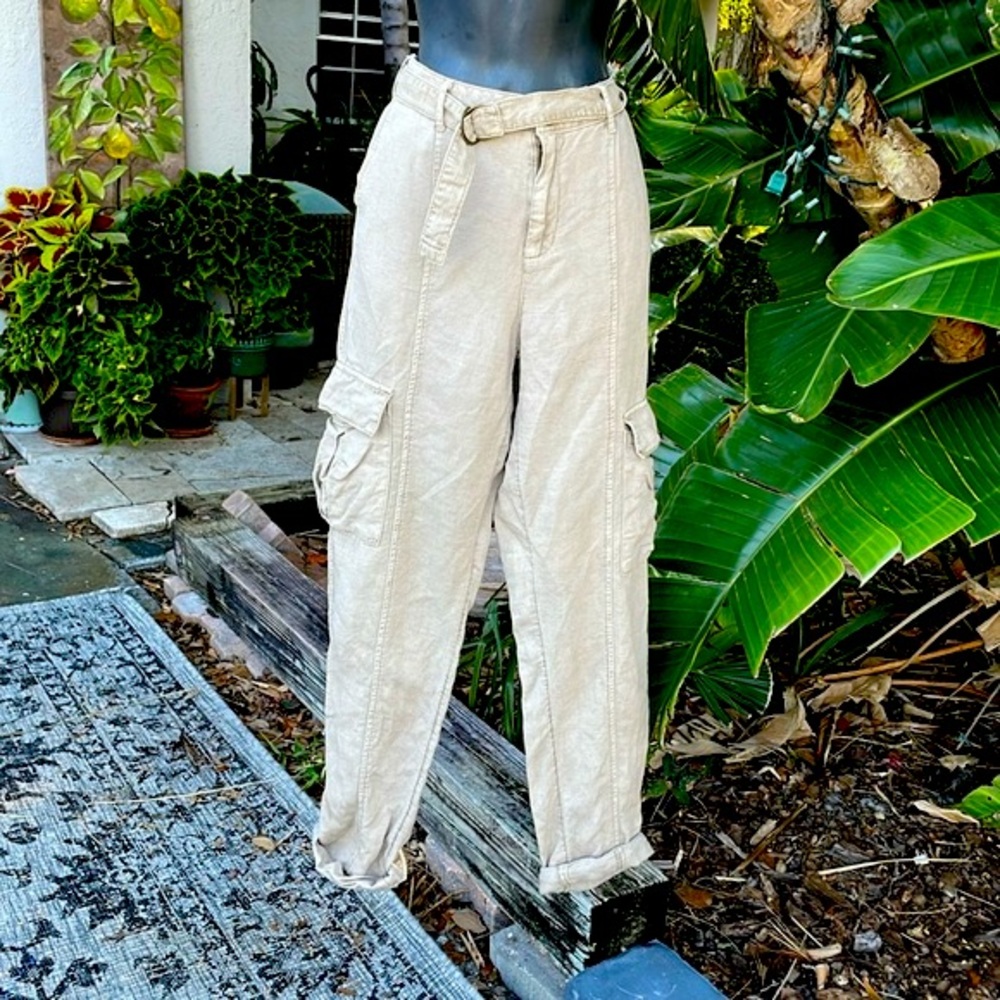 Nicole Miller linen blend cargo pants